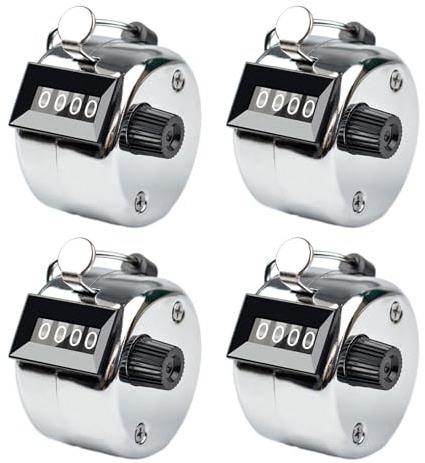 Handzähler, Rundenzähler, 4-stelliger Clicker-Zähler, mechanischer Zahlen-Clicker-Zähler für Punktzählung
