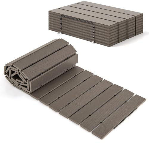 GOPLUS Allée de Jardin 242 CM, Chemin de Jardin Droit en HDPE, Surface Antidérapante, Connexion Métallique, Poignée de Transport, Passerelle Décorative pour Terrasse, Plage, Jardin, Cour (43CM)