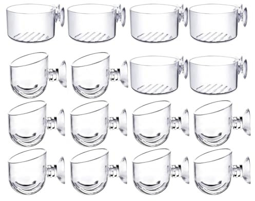 Nagoyuki 16PCS Aquatic Plant Cups Kit Transparent Acrylic Aquatic Plant Pot Set with Suction, Aquarium Decoration 2 Shapes
