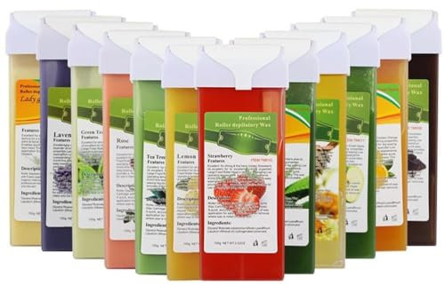 Cartuccia di Cera Depilatoria Akozon 100G - Rolto d'api su Cera Calda per un'efficace Depilazione dei Capelli - 12 Gusti Disponibili (Colore assortito #38)