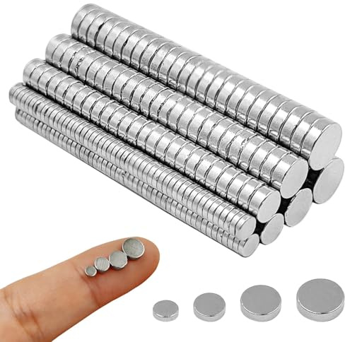 250 Pcs Small Magnets, Tiny Thin Mini Magnets,100 Pcs 3X1mm, 50 Pcs 4x2mm, 50 Pcs 5x2mm, 50Pcs 6x2mm, Round Small Magnet, for Crafts, Whiteboard, Fridge, Kitchen, Office