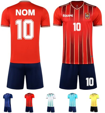 ORYG Ensemble de Maillots de Football personnalisés pour Enfants et Adultes. Possibilité de Personnaliser Le nom, Le numéro, Le nom de l'équipe et l'écusson