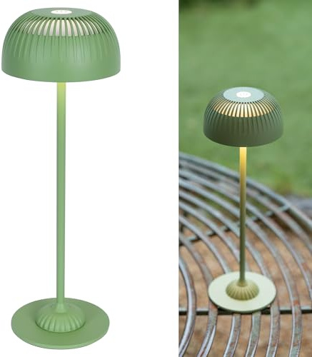 LuminexDesigns Lámpara de Mesita Touch, Lámpara de Mesa Inalámbrica Regulable, Recargable con Batería de 5200mAh, 3 Modos de Color, Luz Ambiental Acogedora IP54 para Dormitorio y Hogar, Verde
