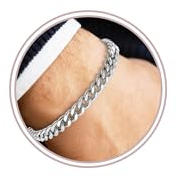 Silber Armband Herren Bracelet Cuban Chain Geschenke für Männer Junge | 316L Edelstahl Armbänder Herren Armband Jungen 19cm/21cm/23cm Länge 3mm/6mm/9mm/12mm Breit Männergeschenk