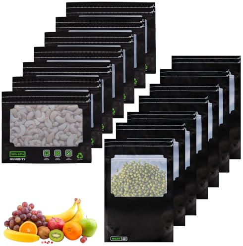 14 x 85g(20cm*25cm)/100g(20cm*30cm) Stück, Wiederverwendbare Aufbewahrungsbeutel mit, UV-Schutz Lebensmittelbeutel, Integrierter Feuchtigkeitskontrolle 58-62%