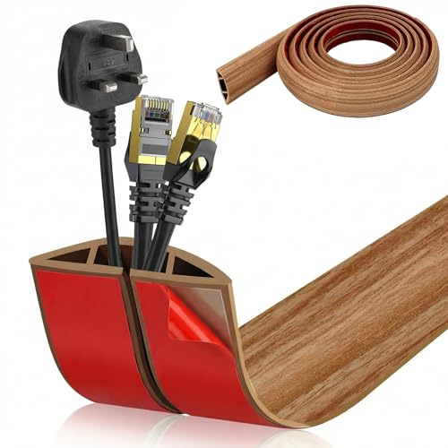 Vfrdsa Floor Cord Cover, 1M Self Adhesive Floor Cable Protector, Flexible Cable Cover for Wires Floor, Cable Trunking, Protect Cables & Prevent Trip Hazards for Home Office Factory Garage