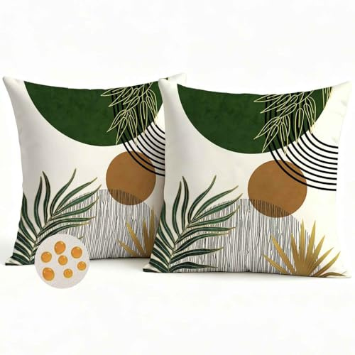 Avalune Federe Cuscini Divano 40x40 Esterno Impermeabili Copricuscini Decorativi Verde Boho Morandi Moderno Fodera per Cuscino per Soggiorno Balcone Giardino Esterno Decorazione Set di 2