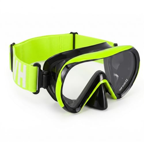 HIKOTEY Maschera Immersione per Bambini,Cinturino Regolabile in Morbido Tessuto per Mascherina,Maschera per Immersioni Anti-Nebbia & Anti-Perdite Panoramica 180°,Adatto a Bambini dai 4 ai 16 Anni