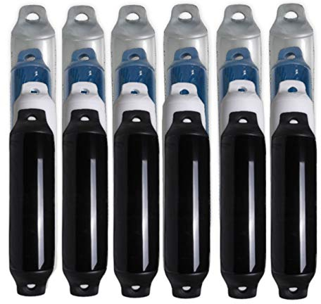 Saarwebstore Fender Majoni Comet 6er-Set Rammschutz Yacht Bootsfender Boot Langfender 4 Farben Navy/Silber/Schwarz/Weiß 7 Größen Farbe Navy, Größe Maß 0 Ø 90x300mm