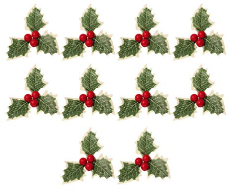 Healifty Lot de 10 petites baies de houx artificielles avec feuilles vertes pour décoration de fête de Noël (style baies rouges), Style Red Berry, Size 1