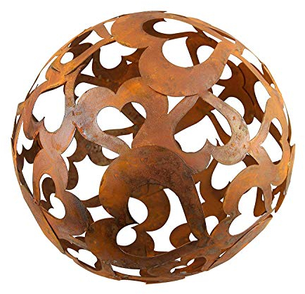 Bornhöft Décoration de jardin en forme de boule - Motif : cœur - En métal - Patine à effet rouille - 30 cm