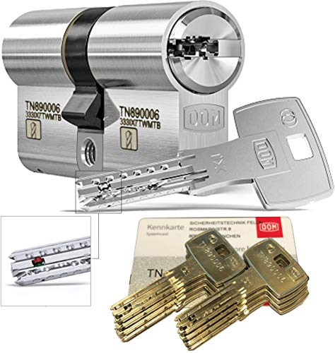 DOM iX Twido 333iX7TWMTB Modular-Doppelzylinder mit 8 Schlüssel, Länge (a/b) 35/40mm (c= 75mm), mit Sicherungskarte, mit Not- u. Gefahrenfunktion und erhöhtem Bohrschutz