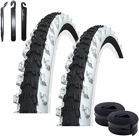 Angebot-Set / 2 x Kenda K-829 20 MTB Fahrradreifen Fahrradmantel Schwarz/Weiß 50-406 (20 x 2.00) + 2 passende Schläuche AV inkl. 3 Reifenheber
