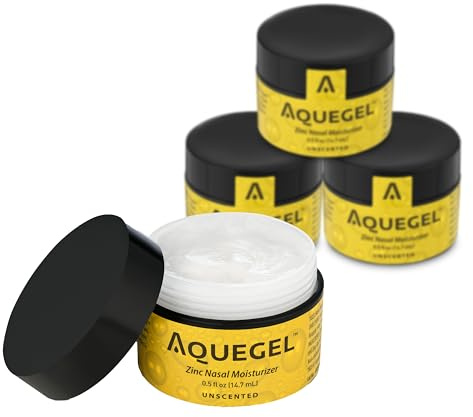 Aquegel Value Pack (Qty 4) Nasal Moisturizer + Zinc, 12-Hour Nasal Moisture Relief, Water Based Nose Gel, Nasal Moisturizer for Oxygen Therapy, Nasal Dryness, Nosebleeds, Cannula. Cold Symptom Relief
