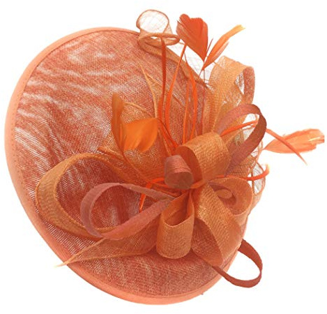 Caprilite Sinamay Fascinator mit großer Untertasse, für Damen, Stirnband, Orange