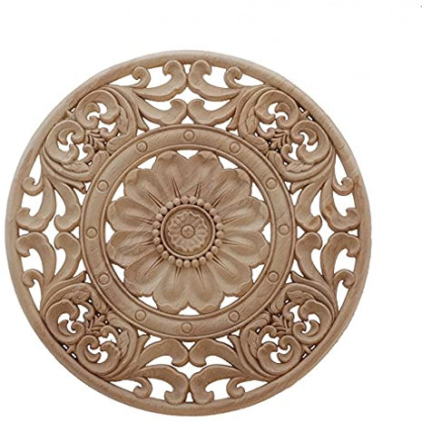 Holzapplikation Onlay Holz Aufkleber Antik Modern Ornament Rose Krone Blätter Ecke Home Dekoration Zubehör Schrank Fenster 30 cm x 30 cm