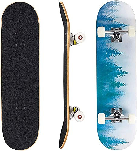 HanPiaoLiang Professionelle Skateboard 7 Layer Decks 31 x8 Pro Komplette Skateboard Ahornholz-longboards Für Jugendliche Erwachsene Anfänger Mädchen Jungen Kinder(Color:Universum)
