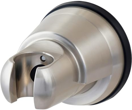 Hibbent Vacuum Suction Cup Shower Head Holder, Removable Shower Head Bracket, Height Adjustable Wall Mount ABS Plastic Suction Holder for Handheld Showerhead, Brushed Nickel