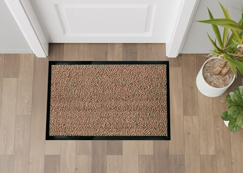 GENERICO Zerbino Asciugapassi Antiscivolo Antinciampo Tessitura Morbida Retro Gommato Varie Misure 100% Made in Italy tappeto asciugapasso (90x120 cm, BEIGE)