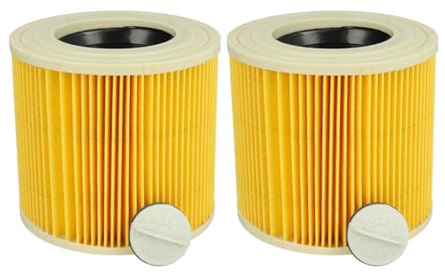 vhbw Filterset 2x Faltenfilter kompatibel mit Kärcher SE 4001 Waschsauger | SE 4001 Nass- & Trockensauger - Filter, Patronenfilter, Gelb