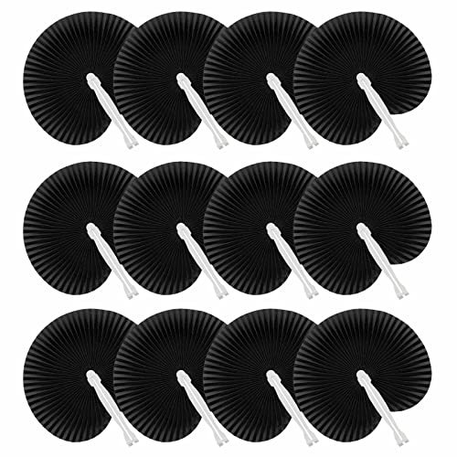 Deliex delicias de Extremadura. Lote de 120 Pai pai negro de plástico y papel. Abanicos pai pai plegables- Detalles de bodas y ceremonias, regalos para fiestas de verano, cumpleaños (120)
