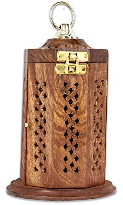 Bless-International Brûleur d'encens traditionnel en bois fait à la main pour aromathérapie, méditation, yoga (boîte aux lettres en bois de 17,8 cm, anthracite/cône)