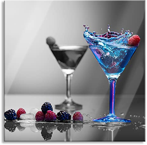 Pixxprint Glasbild, Wandbild auf Echtglas, Blauer leckerer Cocktail, 60x60 cm, inkl. Aufhängung und Abstandshalter