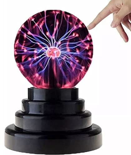 Septpenta Lámpara de Bola de Plasma Mágica de 3 Pulgadas, Lámpara de Plasma Interactiva Sensible Al Tacto, Esfera de Nebulosa, Fuente de Alimentación USB y Batería, Regalo Educativo de Ciencia