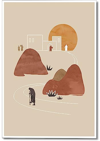 OAOPIC Toile murale moderne et minimaliste Jésus - Art mural abstrait prodigue avec parabole pour chambre - Esthétique verset de la Bible - Décoration spirituelle chrétienne - 30,5 x 40,6 cm - Sans