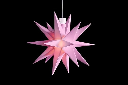 Sterntaler Dekostern | Weihnachtsstern Mini-Stern | Kunststoff | 18-Zacker | Rosa | 12cm | Innen | LED | Batterie | mit Timer