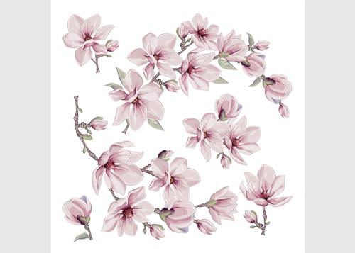 Magnolienblüte Küche, Wohnzimmer, Büro, Schlafzimmer Wandstickers, Wandtattoo, Decals von AG Design 30 x 30 cm | SSA 3874