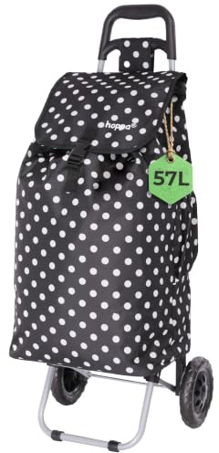 Hoppa 57L Large Lightweight Foldable Shopping Trolley, Push/Pull Cart