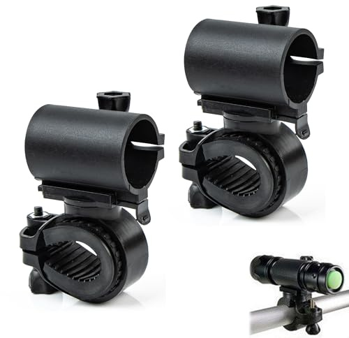 xiruiubao Supporto Torcia Bici, Rotazione a 360° Supporto per Faro da Bicicletta, Universale Porta Torcia a Sgancio Rapido per Ciclismo in Mountain Bike, Diametro da 23mm a 27mm, 2 Pezzi