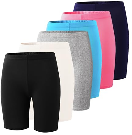 Deuerr Girls Dance Yoga Shorts Spandex Kids Volleyball Bike Athletic Shorts Girls Compression Shorts for Gym Activewear 6 Pack for 5-6 Years