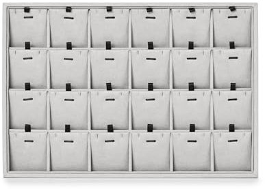 Oirlv Grigio Microfibra 24 Griglia Ciondolo Orecchini Collana Organizzatore Display Case Gioielli Vassoio Di Stoccaggio