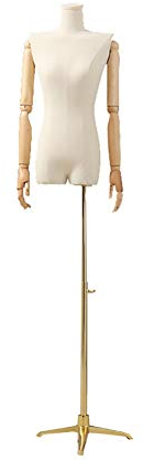CCYENG Schaufensterpuppen-Kleiderform-Torso, Schaufensterpuppen-Torso, weibliche Schneiderpuppe, Schaufensterpuppe mit Holzarmpuppen, Schlüsselbein-Display, modische S