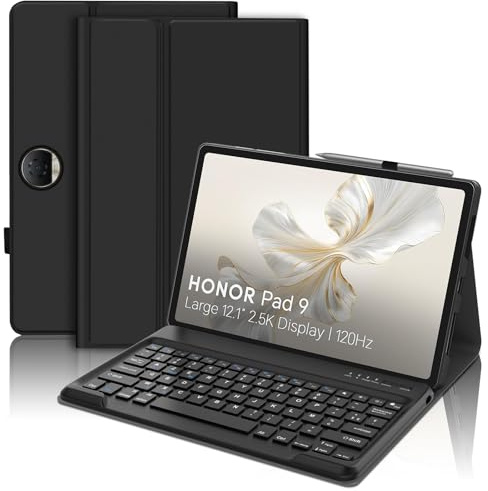 SENGBIRCH Clavier Coque pour Honor Pad 9 Tablet 12.1 2024, AZERTY Français, Clavier Détachable sans Fil Bluetooth, Noir