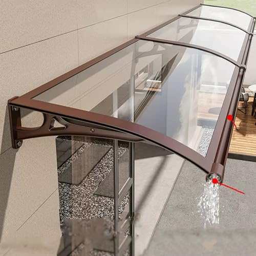 Pensilina Per Porta Esterna,Copertura Moderna In Policarbonato Marrone,Tenda Da Sole Per Veranda Con Grondaia Grande,Espandibile Silenziosamente,Adatta Per Esterni,Patio (100x180cm/39x71in,B)