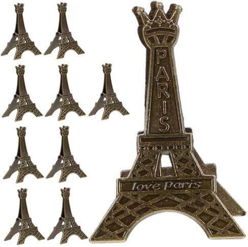 VILLCASE Metallischer Eiffelturm Tischkartenhalter Stabil 10 Stück Notizklammern Für Büro Hochzeit Fotohalter Desktop Bildclips