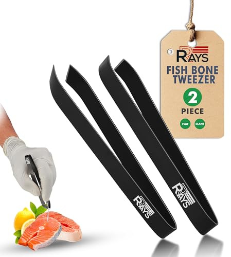 Fish Bone Tweezer Set,4.3 Stainless Steel 2 Piece, Flat and Slant tips Fish bone removal tool.