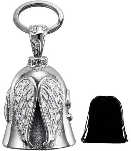 HEYOMI Guardian Bell, Motorrad Schlüsselanhänger, Glücksbringer Schlüsselanhänger, Motorcycle Frieden Schutzglocke Engel, Schutzengel Motorrad Glöckchen