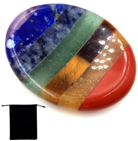7 Chakra Pulgar Preocupación Piedra,Cristal Curativo para el Alivio de la Ansiedad,Naturali di Cristallo Pietra di Ovale, Pulido de Cristal Piedra Gema Pulgar