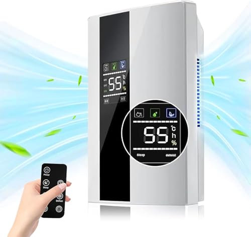 Déshumidificateurs d air 2200ML, Deshumidificateur d air electrique, Deshumidificateur D Air Silencieux de Chambre 0-30m² /24H Sommeil Timer/LED/Arrêt Automatique Pour Bain,Chambre à Coucher,Armoire