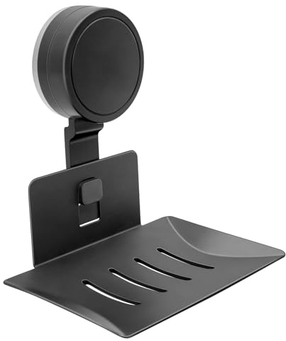 Aenfaiy Suction Cup Soap Dish for Shower (1 Pack) - Shower Bar Soap Holder Wall-Mounted - Self-Draining Soap Tray Soap Container - Stainless Steel Shampoo Bar Holder Sponge Holder for Bathroom