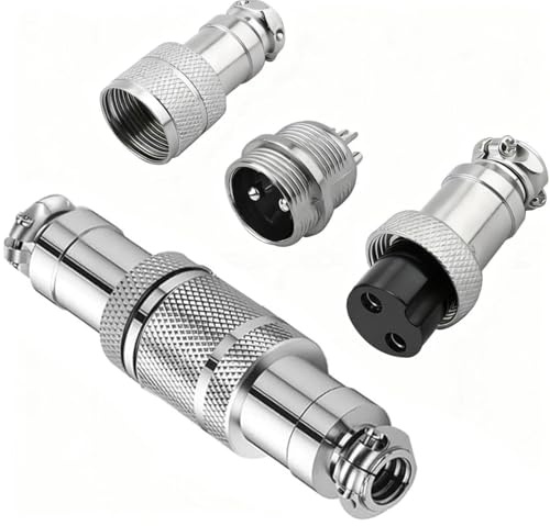 RUNCCI-YUN 2 pezzi GX12 2Pin Aviation Connettore,saldatura, 12 mm Metallo Pannello Montaggio Maschio Femmina Attracco Connettore (GX12 2Pin)