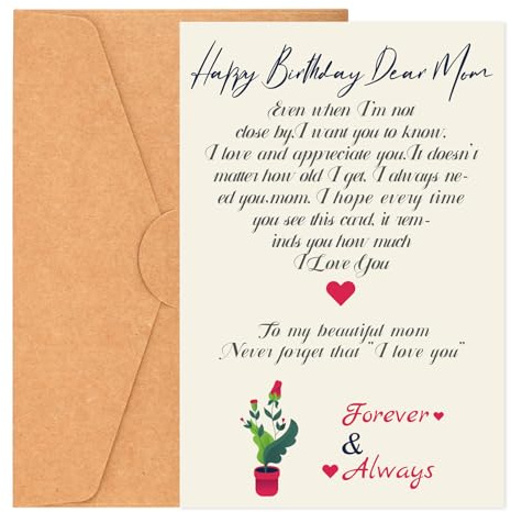 BOXOB Geburtstagskarte für Mama, Alles Gute zum Geburtstag Mama-Karten mit Umschlag Schön Muttertags- und Geburtstagsgrußkarten für Mama Geburtstagsgeschenke für Mama von Tochter oder Sohn