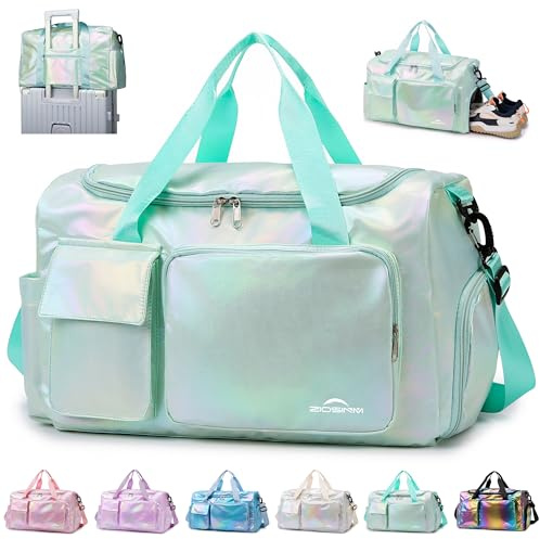 ZIOSINM Sporttasche Damen, Reisetasche mit Schuhfach und Nassfach | Reisetasche Damen Glitzer Gym Bag saunatasche Reisetaschen Mädchen für Training, Reise & Wochenendtrips