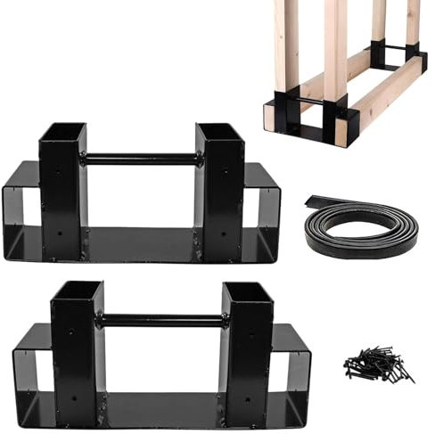 Étagère à bois de chauffage d'intérieur – Support en métal robuste, rangement multifonctionnel | Étagère empilable robuste pour cheminée, utilisation intérieure et extérieure, panier en bois avec 30