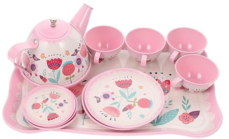 IMIKEYA Tee-Set Aus Weißblech Für Mädchen Cartoon-Muster Pretend Spielset Teekannen-Set Für Spielhaus Und Geburtstagsfeiern Für Junge Mädchen