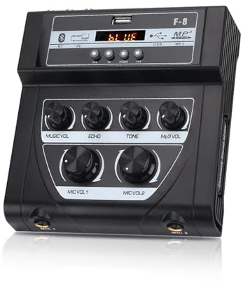 Mixer audio per DJ Mini mixer mixer esterno stereo eco doppio ingresso microfono amplificatore con effetto registrazione Bluetooth mp3